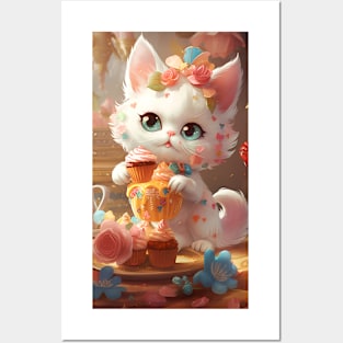 Cute Dessert Kitty 1 Posters and Art